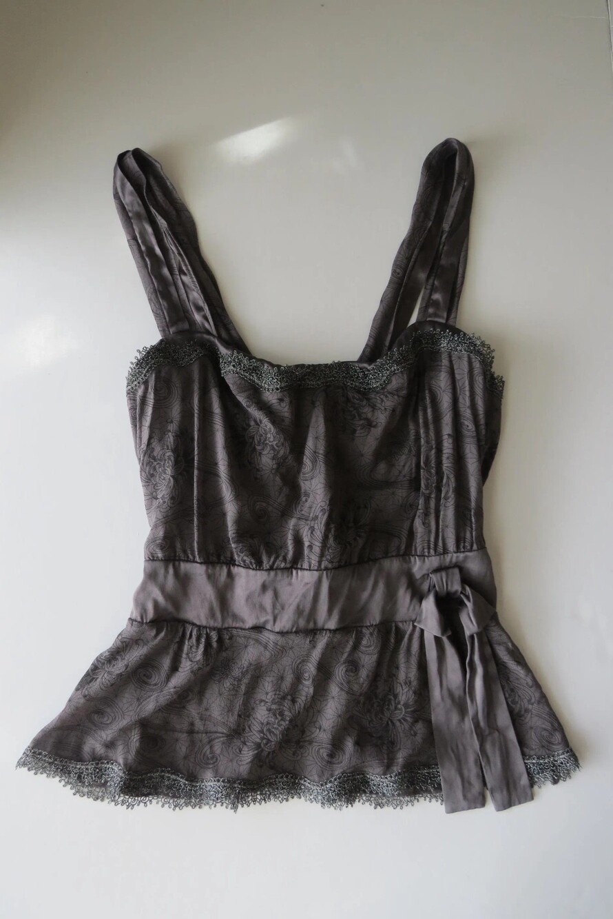 Vintage La Perla Silk Art Nouveau Print Corset, 2000s Italian Bustier, Made in I